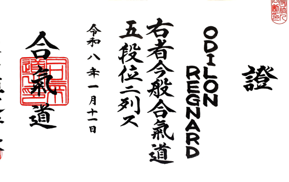 Odilon Regnard Promoted to 5th Dan